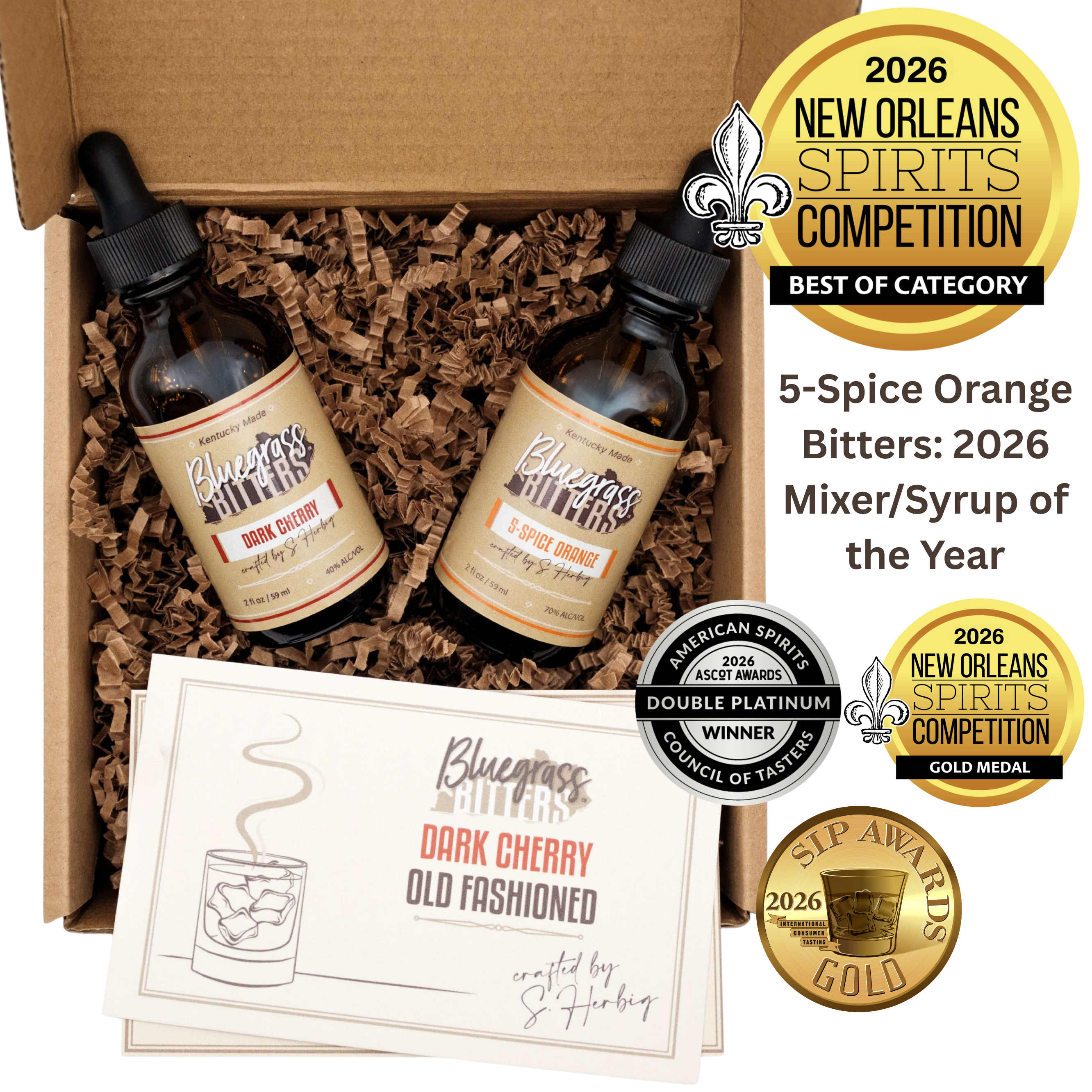 Fruit Bitters Gift Box - 5-Spice Orange Bitters and Dark Cherry Bitters
