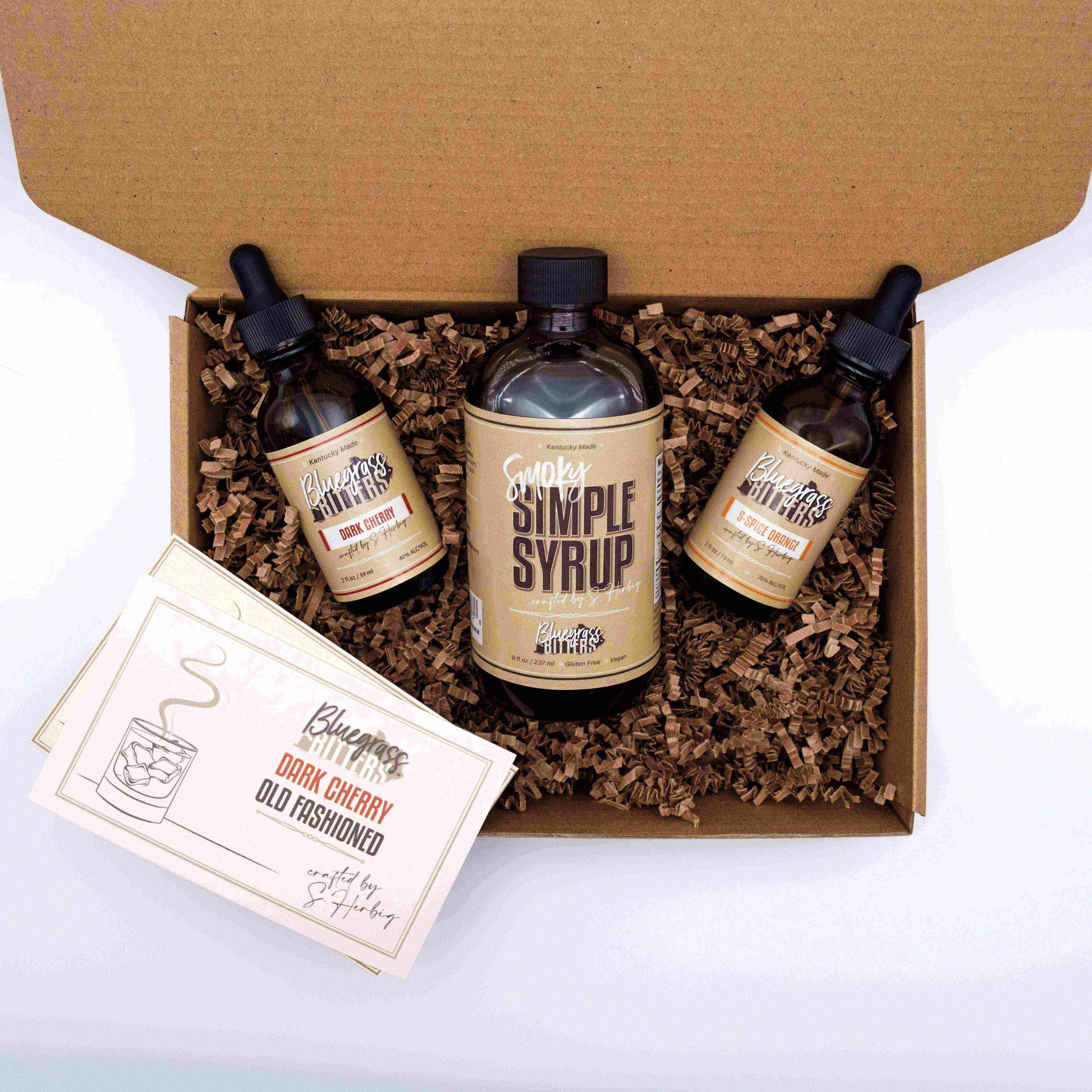 Bluegrass Bitters, Award winning Smoky Simple Syrup, 5-Spice Orange Bitters, Dark Cherry Bitters ASCOT